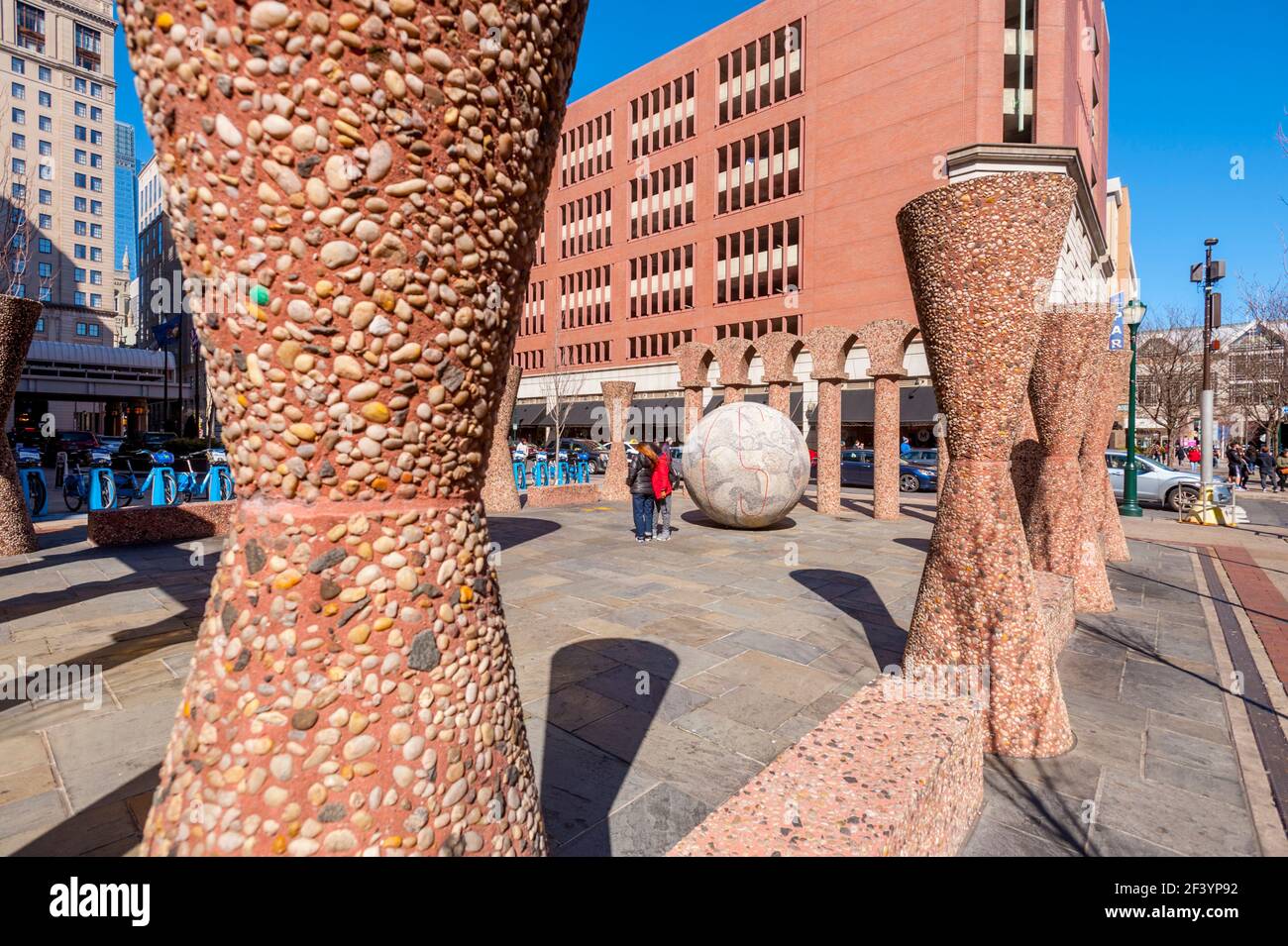 Public art installation on the corner of Filbert Street and N 12th Street Philadelphia Pennsylvania Stock Photo