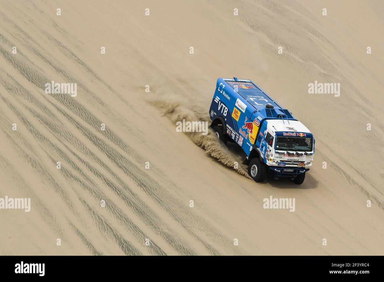 502 SOTNIKOV DMITRY (RUS), AKHMADEEV RUSLAN (RUS), MUSTAFIN ILNUR (RUS) rookie, KAMAZ, Camion, truck, action during the Dakar 2018, Stage 1 Lima to Pisco, Peru, on january 6 - Photo Eric Vargiolu / DPPI Stock Photo