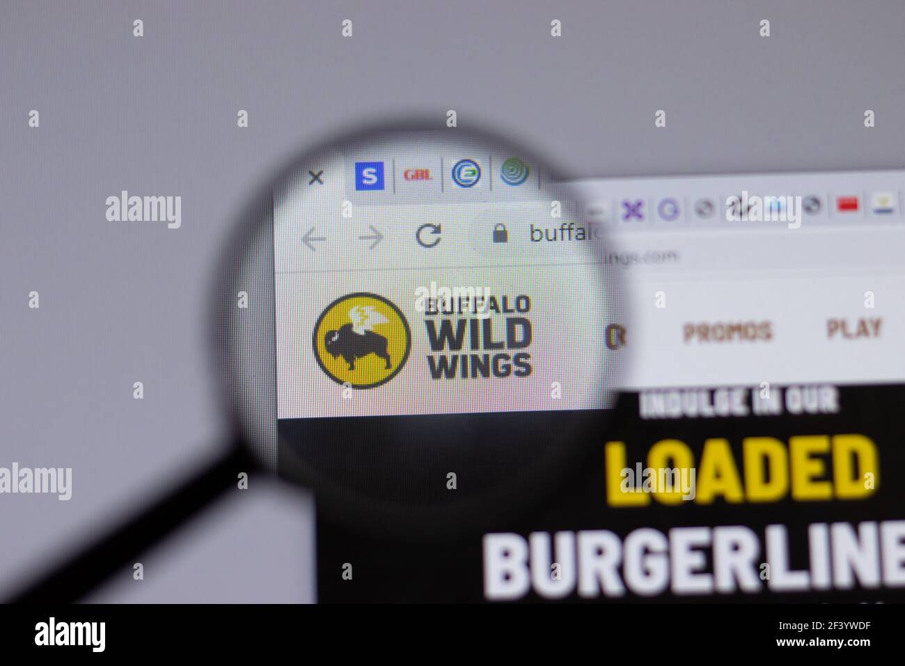 New York, USA 18 March 2021 Buffalo Wild Wings company logo icon on