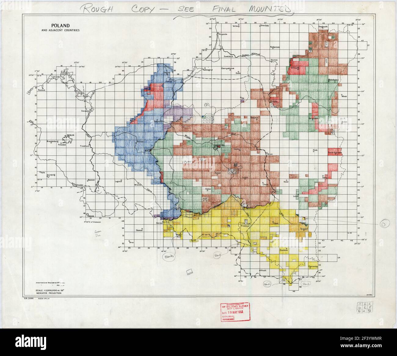 POLAND AND ADJACENT COUNTRIES intern boundaries blank 1938 1953 Stock Photo