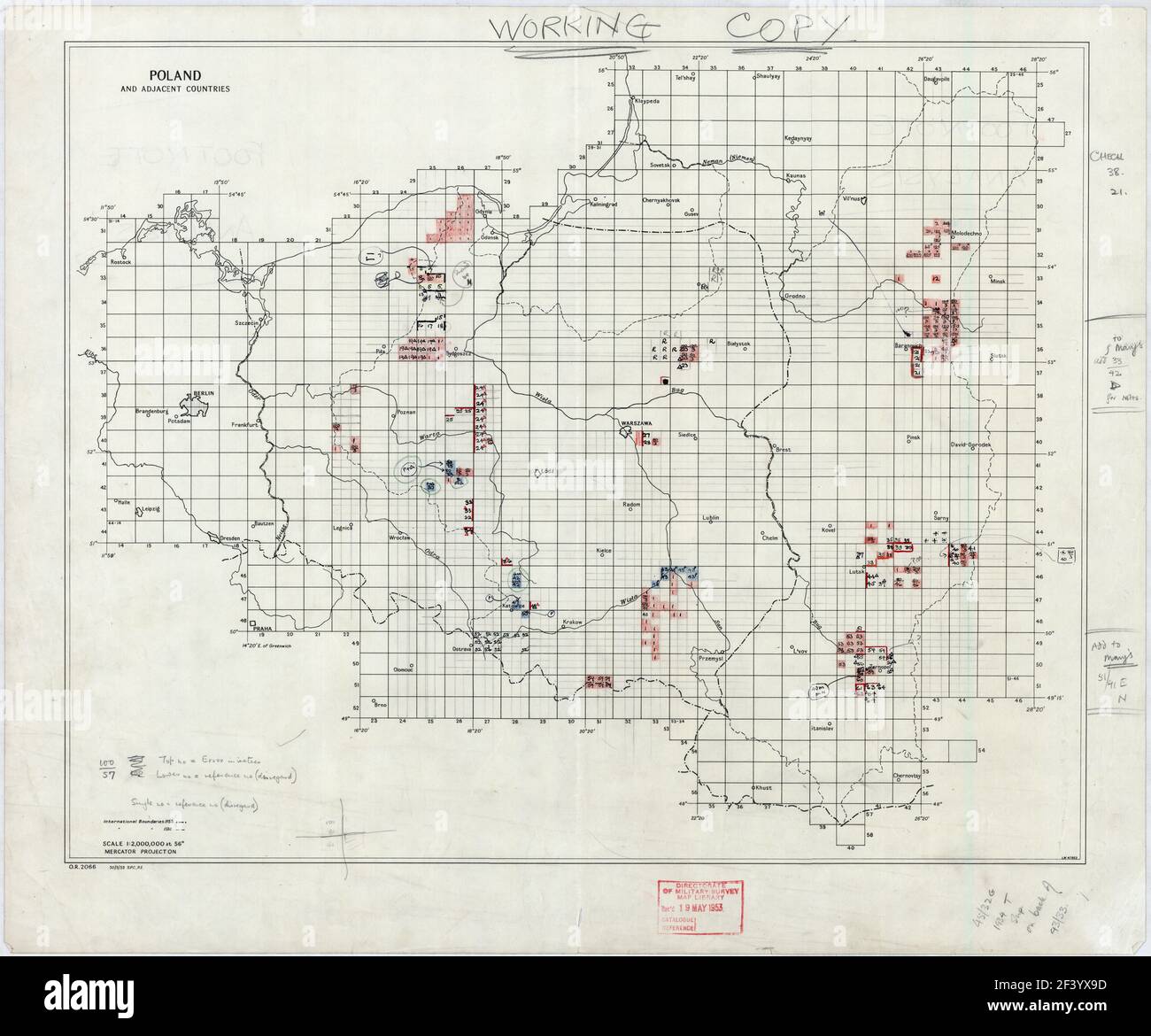 POLAND AND ADJACENT COUNTRIES intern boundaries blank 1938 1953 Stock Photo