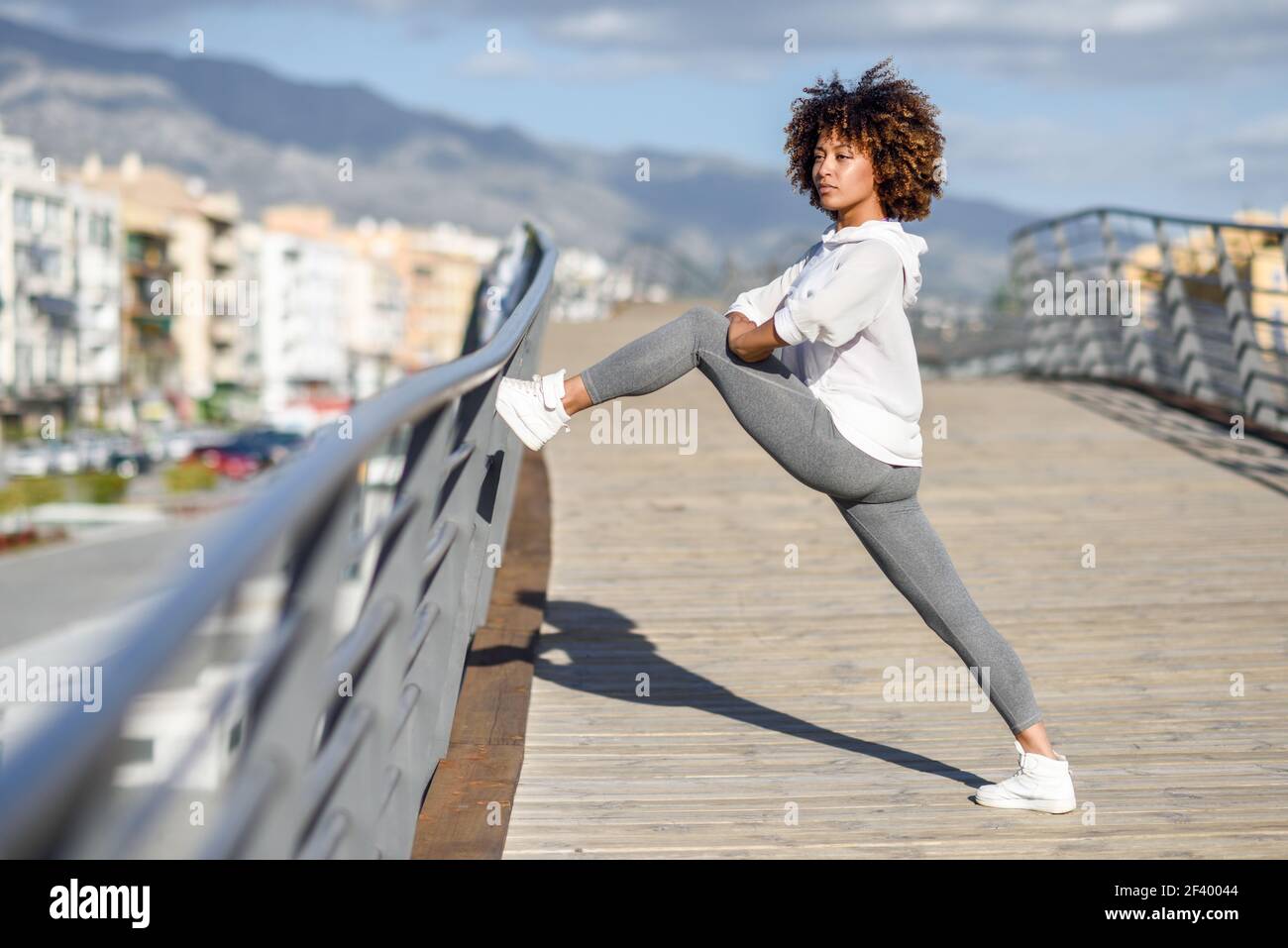Young Black Woman Doing Stretching After Running Outdoors Girl 