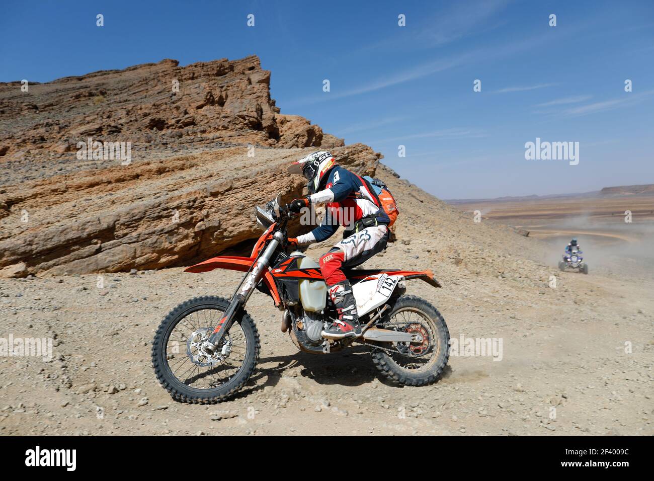 142 PUILLET Thierry (FRA), KTM EXCF 450, Enduro Cup, action during Rally of Morocco 2018, Stage 3, Erfoud to Erfoud, october 7 - Photo Frederic Le Floc'h / DPPI Stock Photo