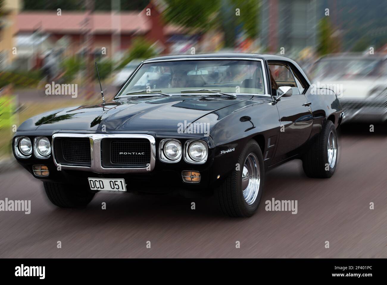 Rattvik, Sweden - July 27.2013: Classic Car Week Rttvik - Black Pontiac Trans Am Firebird Front View Stock Photo