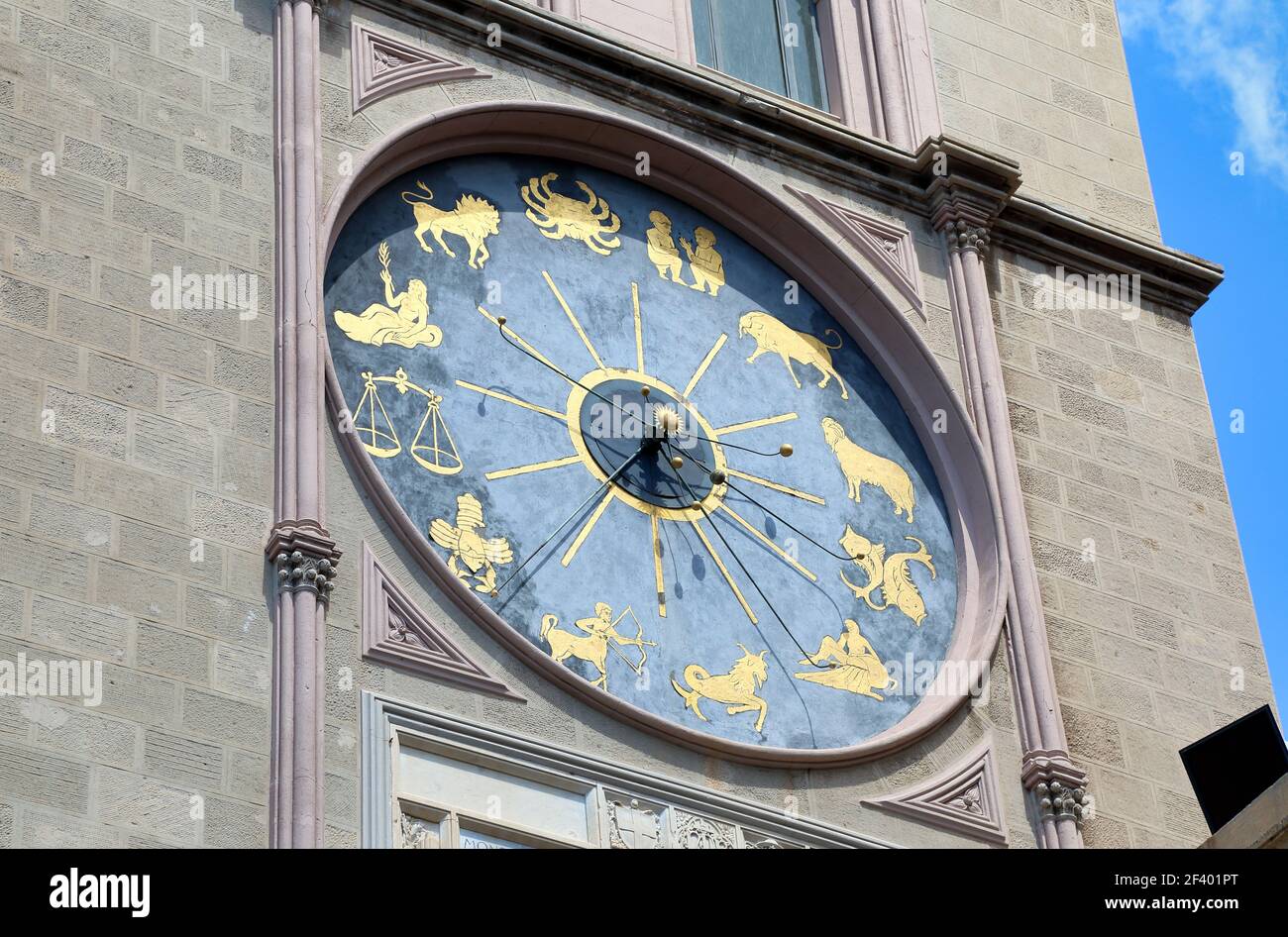 Astronomical clock planetarium on the Bell Tower of Messina Cathedral, Duomo di Messina, Sicily, Italy Stock Photo