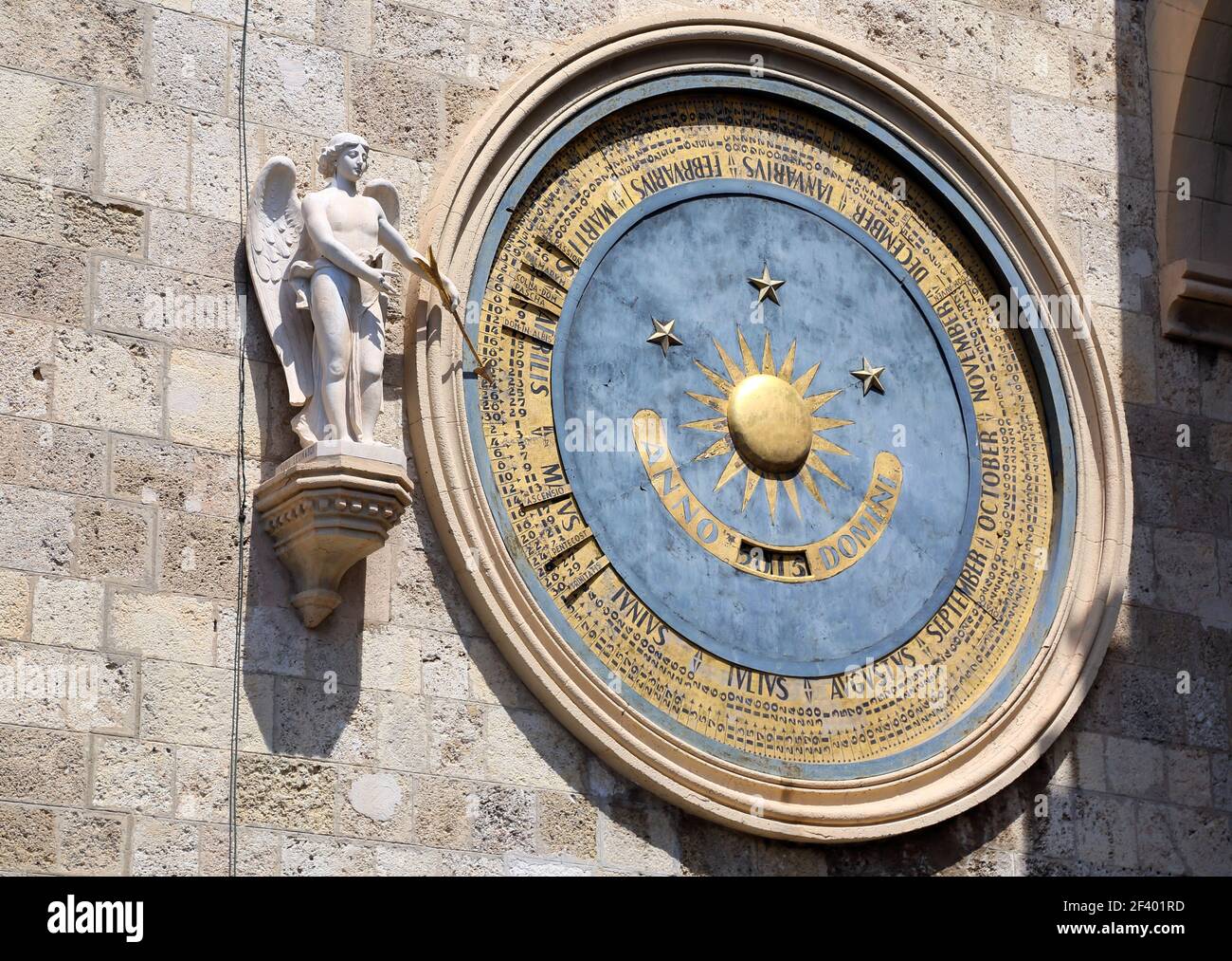 Astronomical clock perpetual calendar on the Bell Tower of Messina Cathedral, Duomo di Messina, Sicily, Italy Stock Photo
