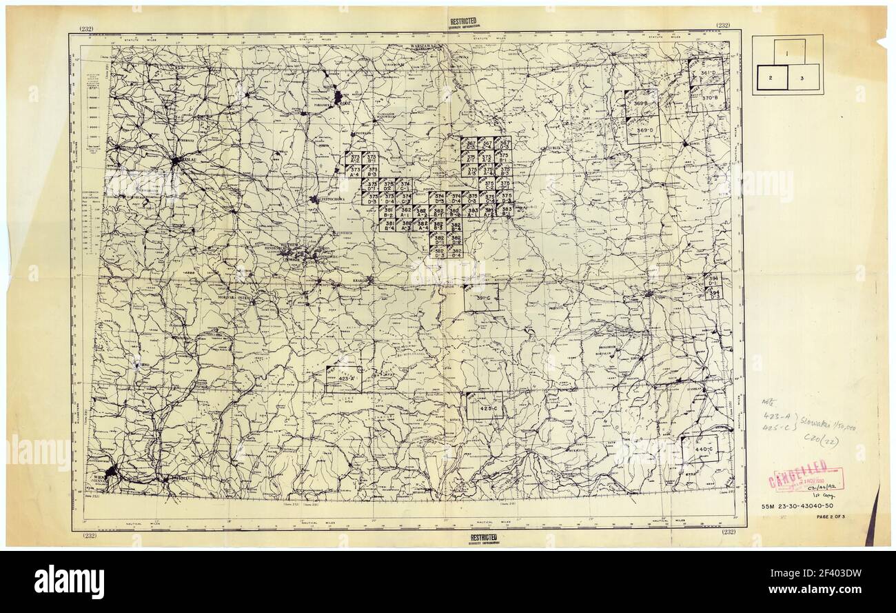 Poland old style topography map, world war topography map of Poland, poland deutsches reich Stock Photo