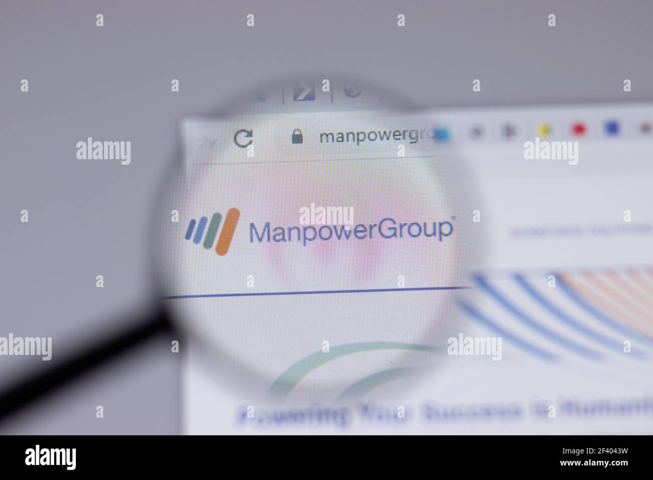 New York, USA 18 March 2021 ManpowerGroup company logo icon on