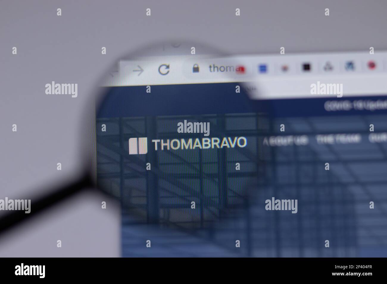 New York, USA - 18 March 2021: Thoma Bravo company logo icon on website, Illustrative Editorial Stock Photo