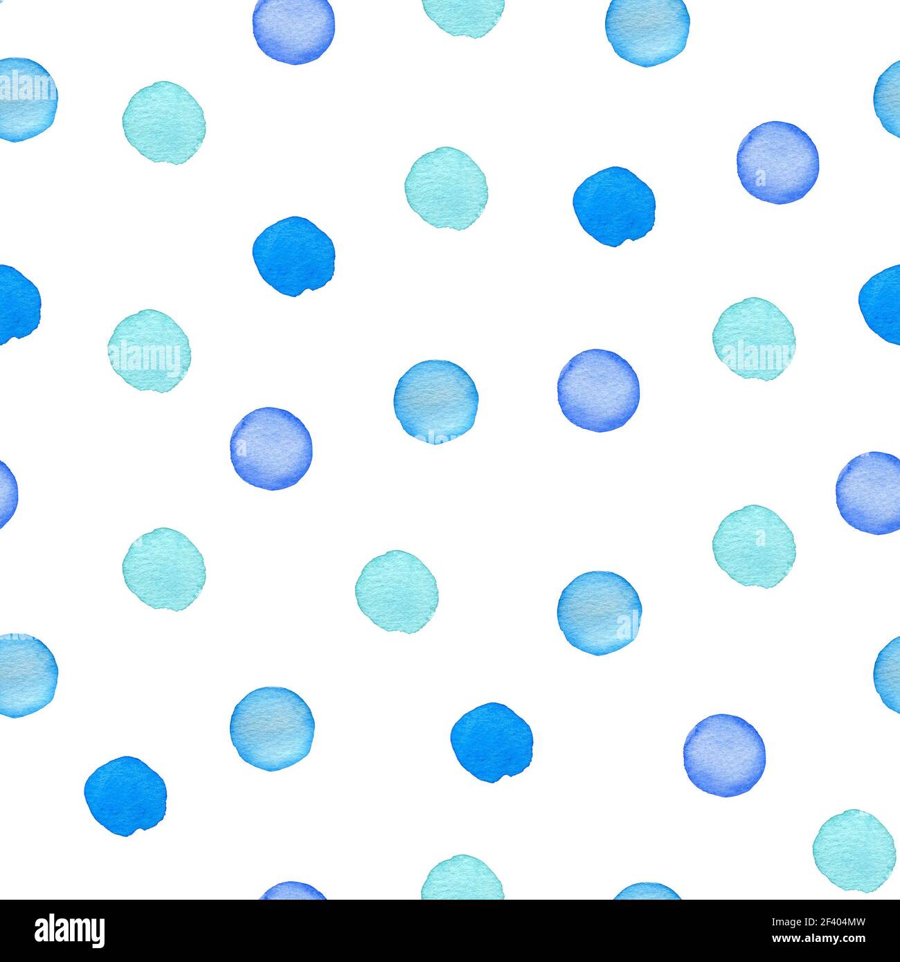 Decorative hand drawn watercolor seamless pattern with polka dots. Blue ...