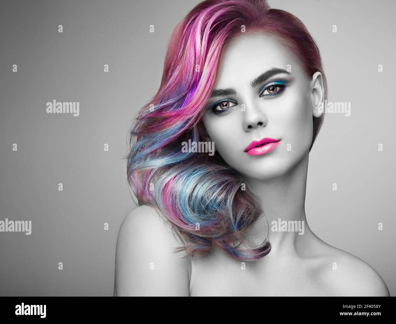 Beauty fashion model girl with colorful dyed hair. Beauty Fashion Model ...