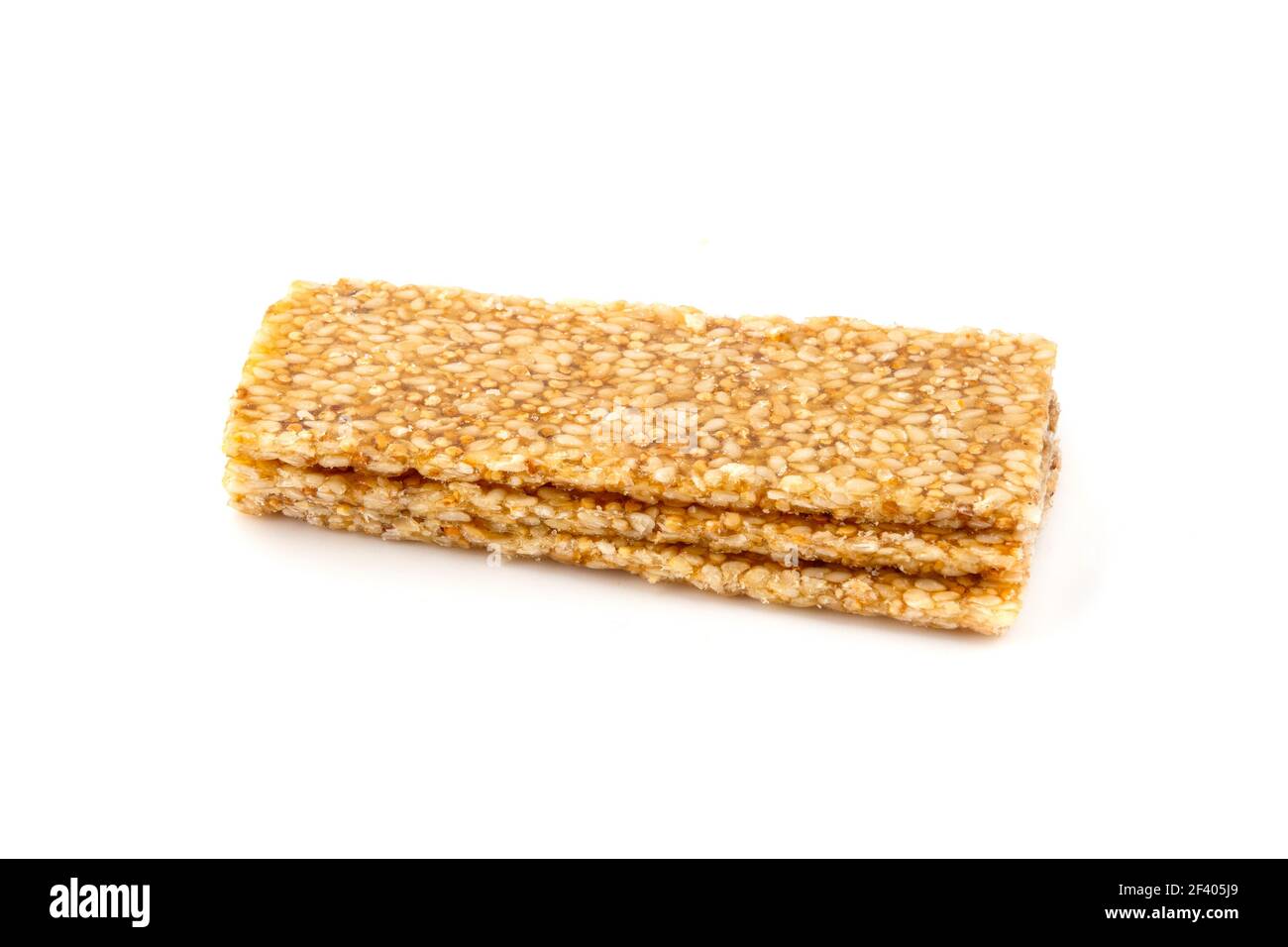 Sesame and quinoa bars on a white background Stock Photo