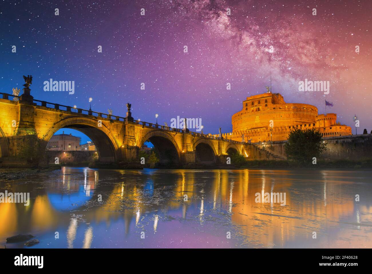 Rome: Castel Saint Angelo at twilight, a landmark commissioned by Roman ...