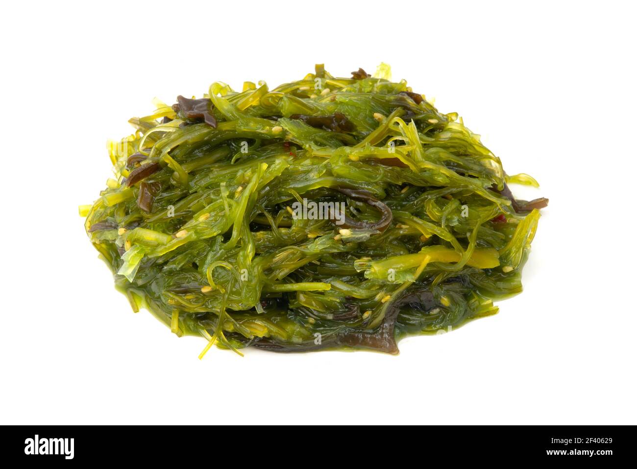 Goma wakame, also known as seaweed salad, is a popular side dish at sushi restaurants. Translated, it means 'sesame seaweed', as sesame seeds are usua Stock Photo