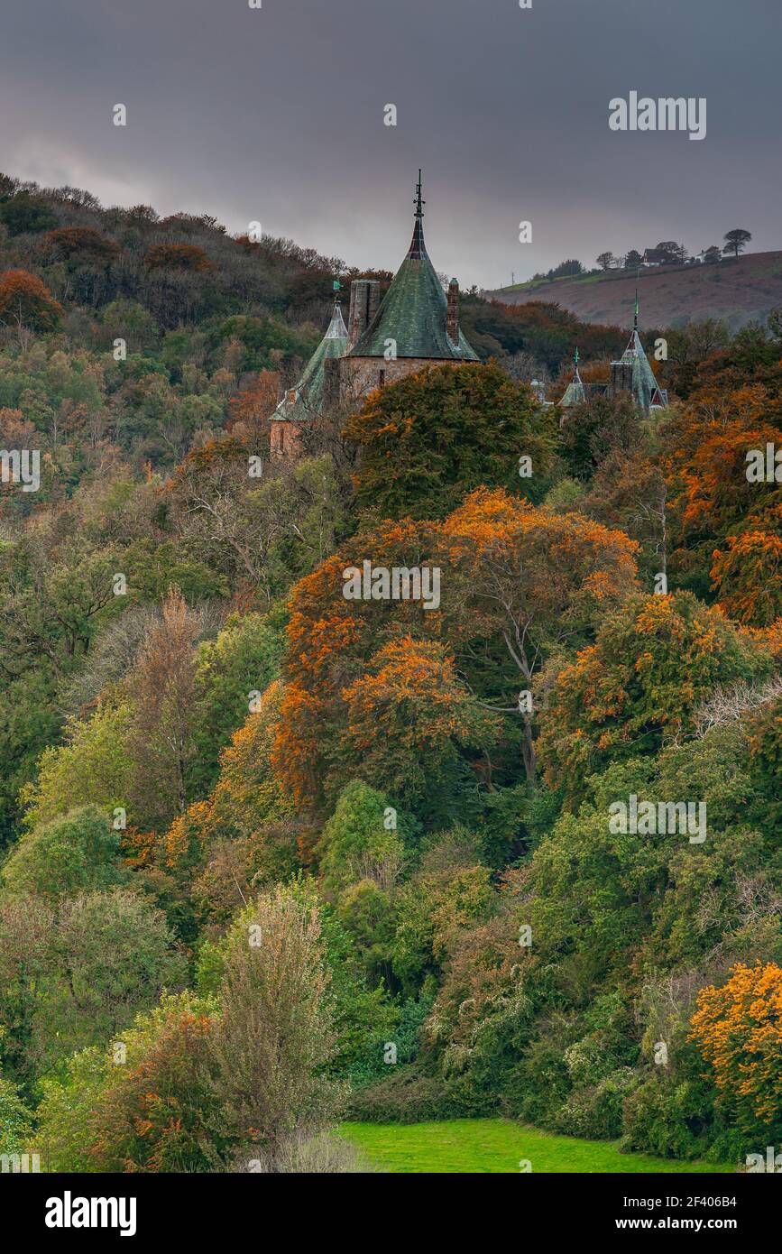 Castell Coch, the Red Castle, on the outskirts of Cardiff, Wales, in the autumn Stock Photo