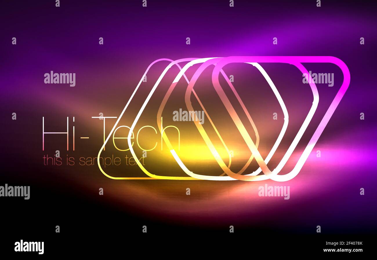 Glowing vector triangle geometric shapes in dark space. Glowing vector triangle geometric shape in dark spaces. Vector abstract background Stock Vector