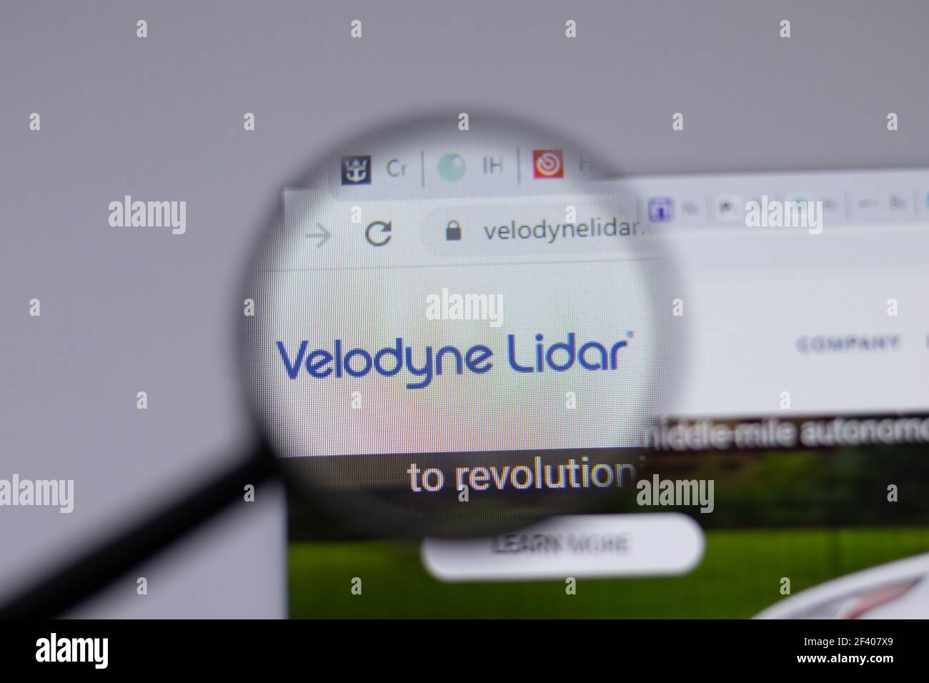 New York, USA - 18 March 2021: Velodyne Lidar company logo icon on website, Illustrative Editorial Stock Photo