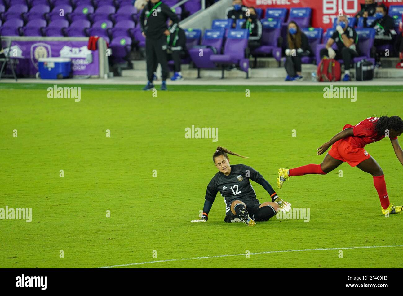 Orlando, Florida, USA, February 21, 2021, Argentina face Canada during the SheBelieves Cup at Exploria Stadium  (Photo Credit:  Marty Jean-Louis) Stock Photo