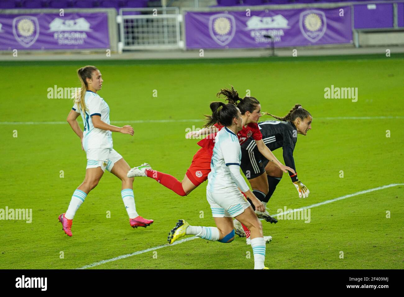 Orlando, Florida, USA, February 21, 2021, Argentina face Canada during the SheBelieves Cup at Exploria Stadium  (Photo Credit:  Marty Jean-Louis) Stock Photo