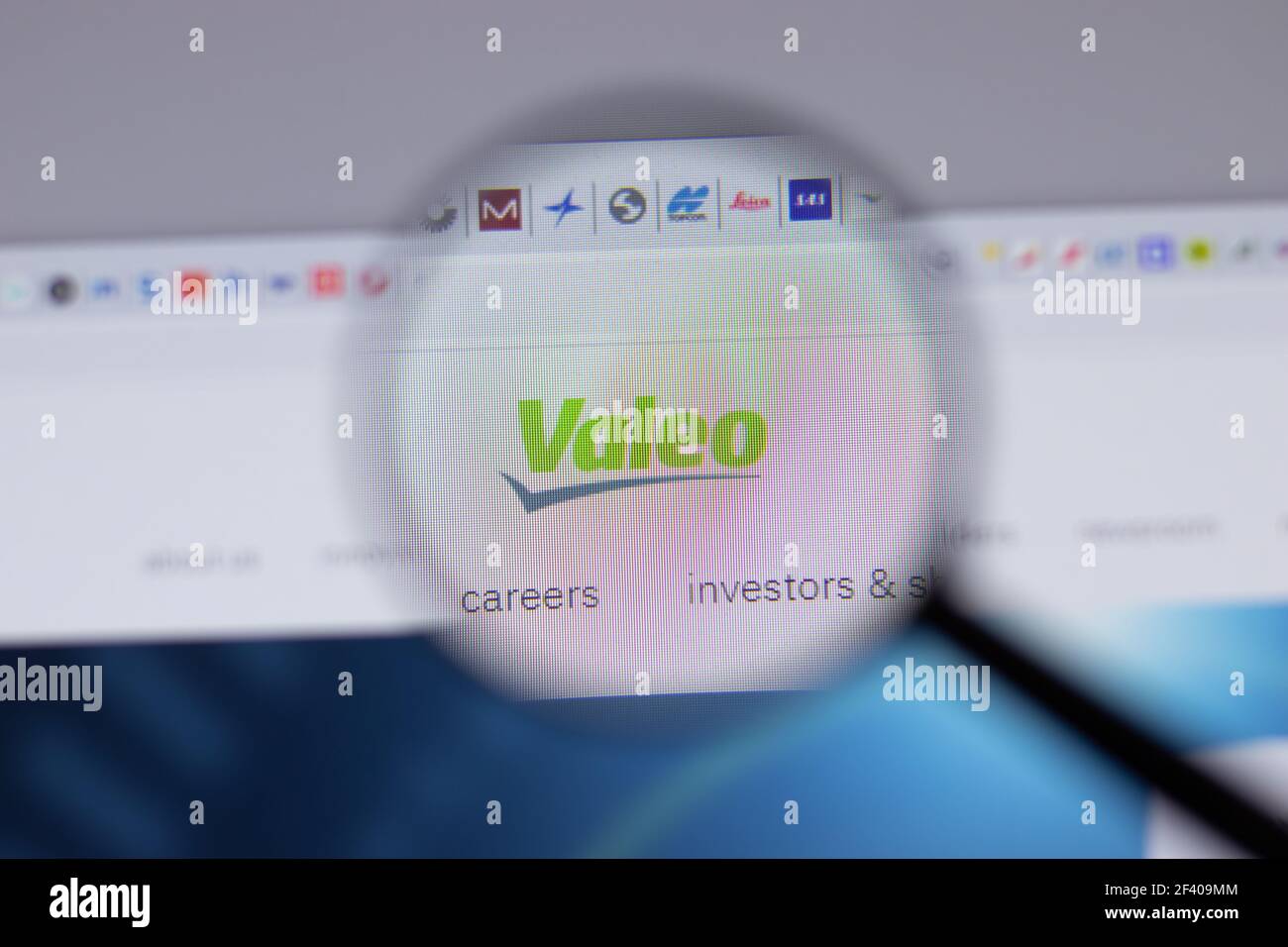 New York, USA - 18 March 2021: Valeo company logo icon on website, Illustrative Editorial Stock Photo