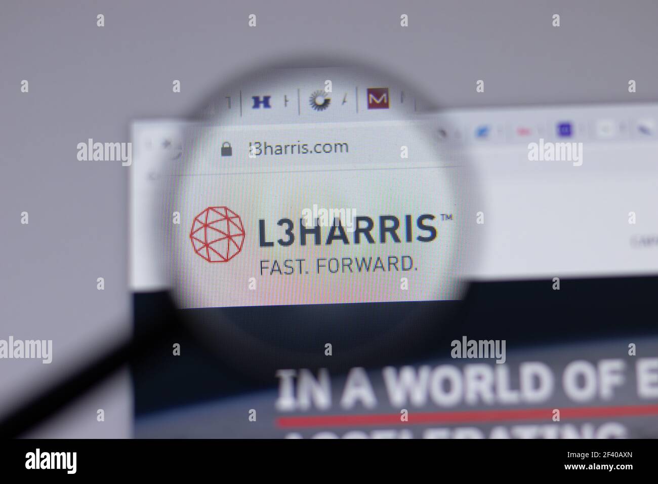 New York, USA - 18 March 2021: L3 Technologies L3Harris company logo icon on website, Illustrative Editorial Stock Photo
