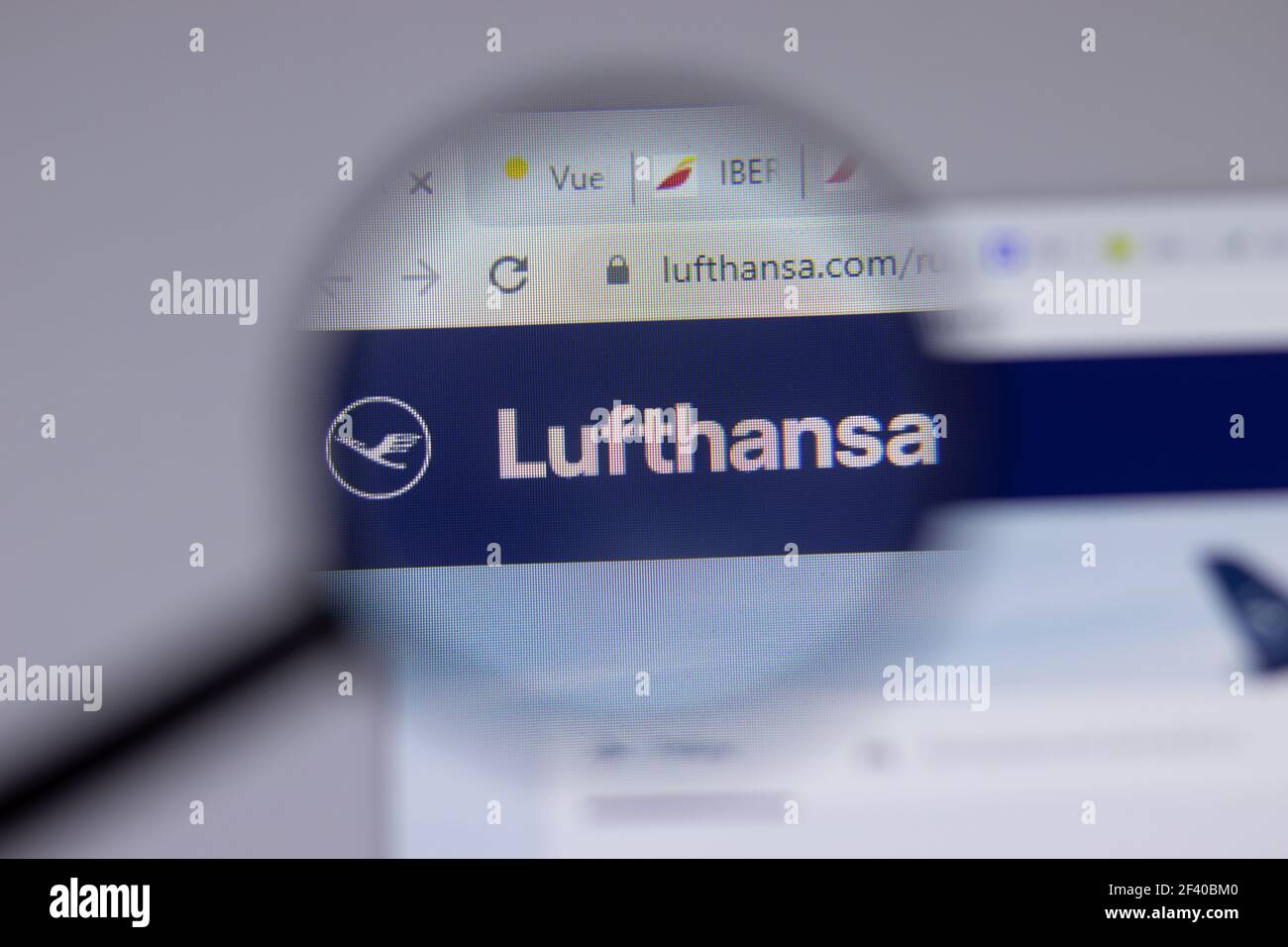 New York, USA - 18 March 2021: Lufthansa company logo icon on website, Illustrative Editorial Stock Photo