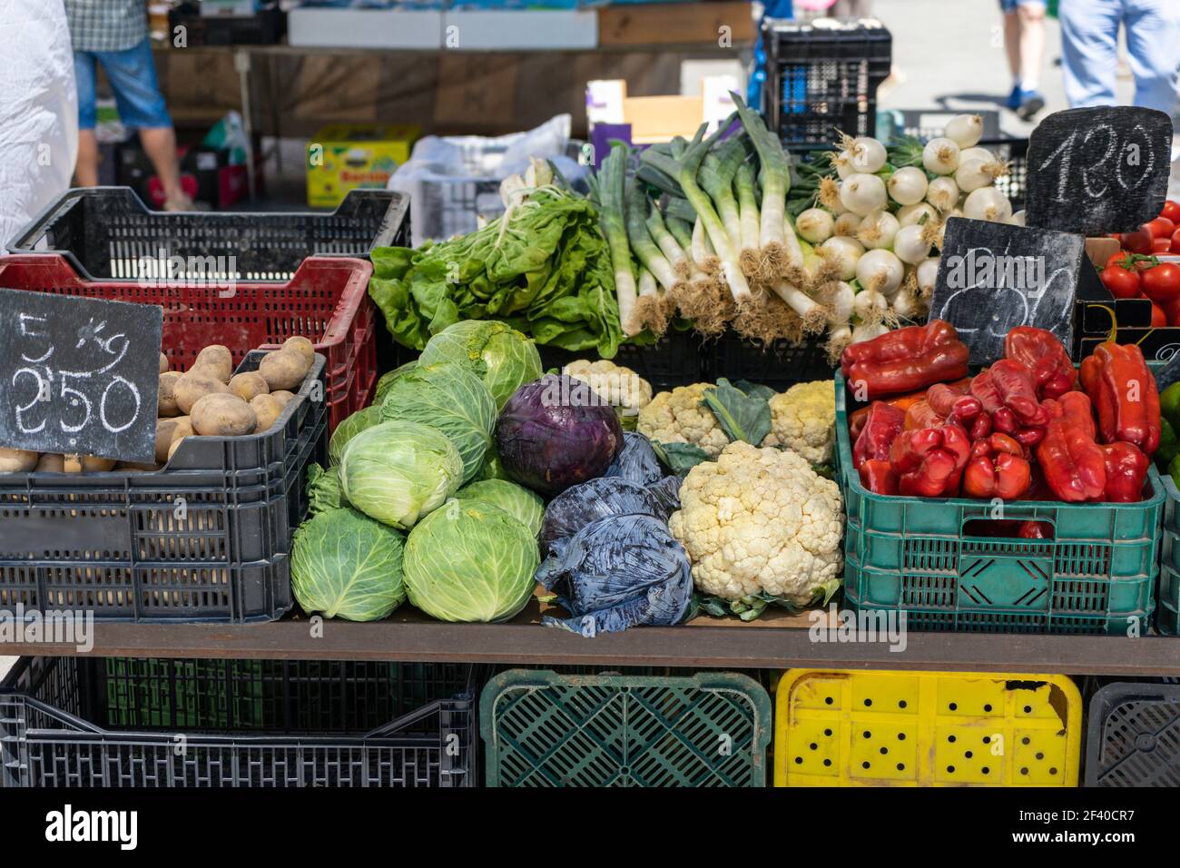 Organic fruit and vegetable stand in Segovia, Spain Stock Photo Alamy