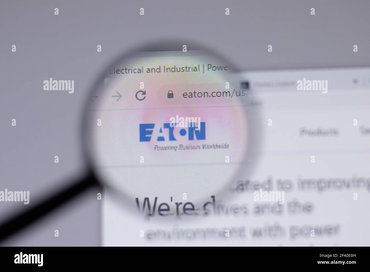 New York, USA - 18 March 2021: Eaton Corporation logo icon on website, Illustrative Editorial Stock Photo
