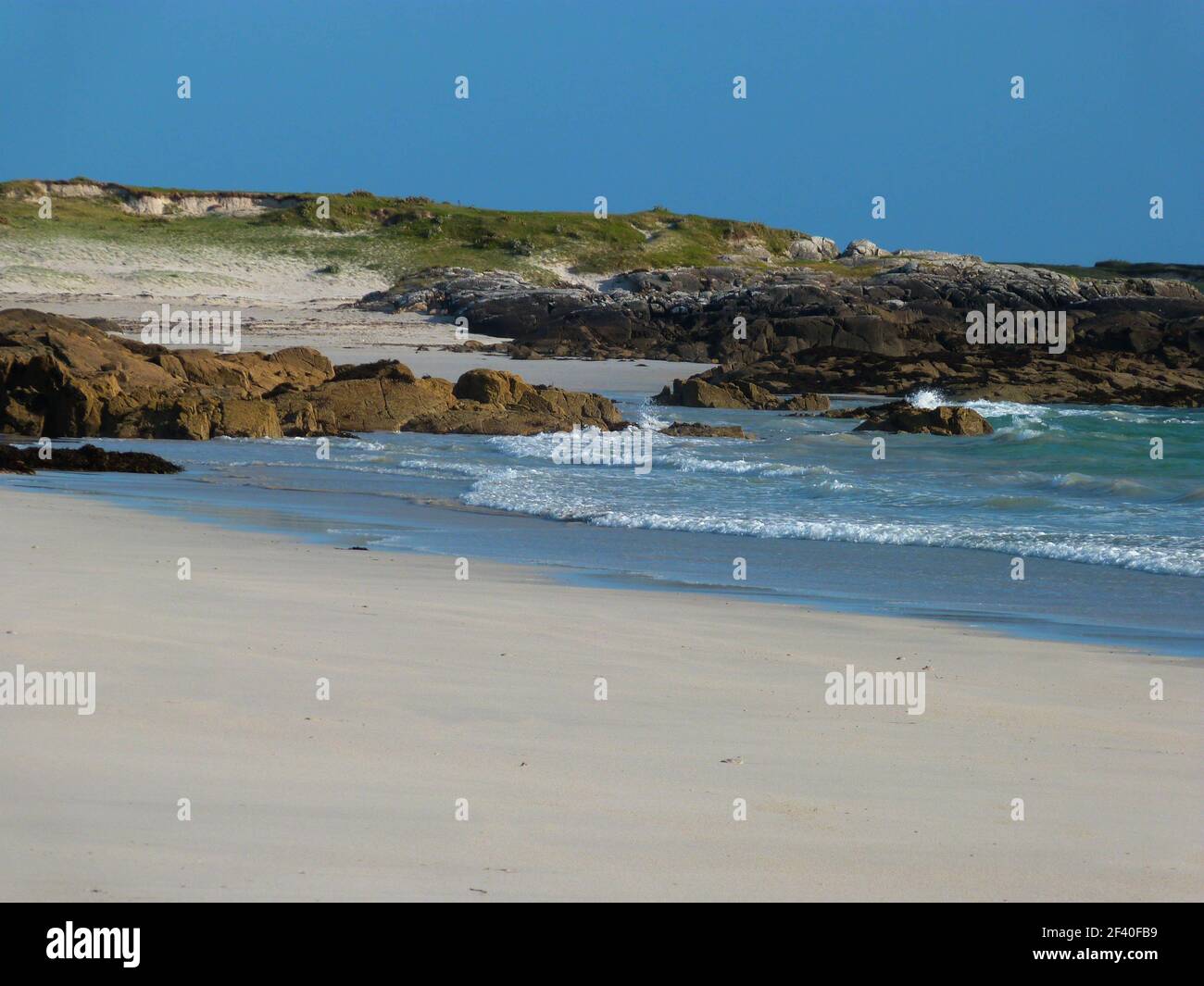 beautiful ireland beach with sunshine and blue sky Stock Photo