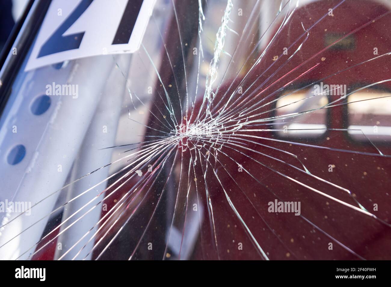 close up of a cracked window of the car Stock Photo Alamy