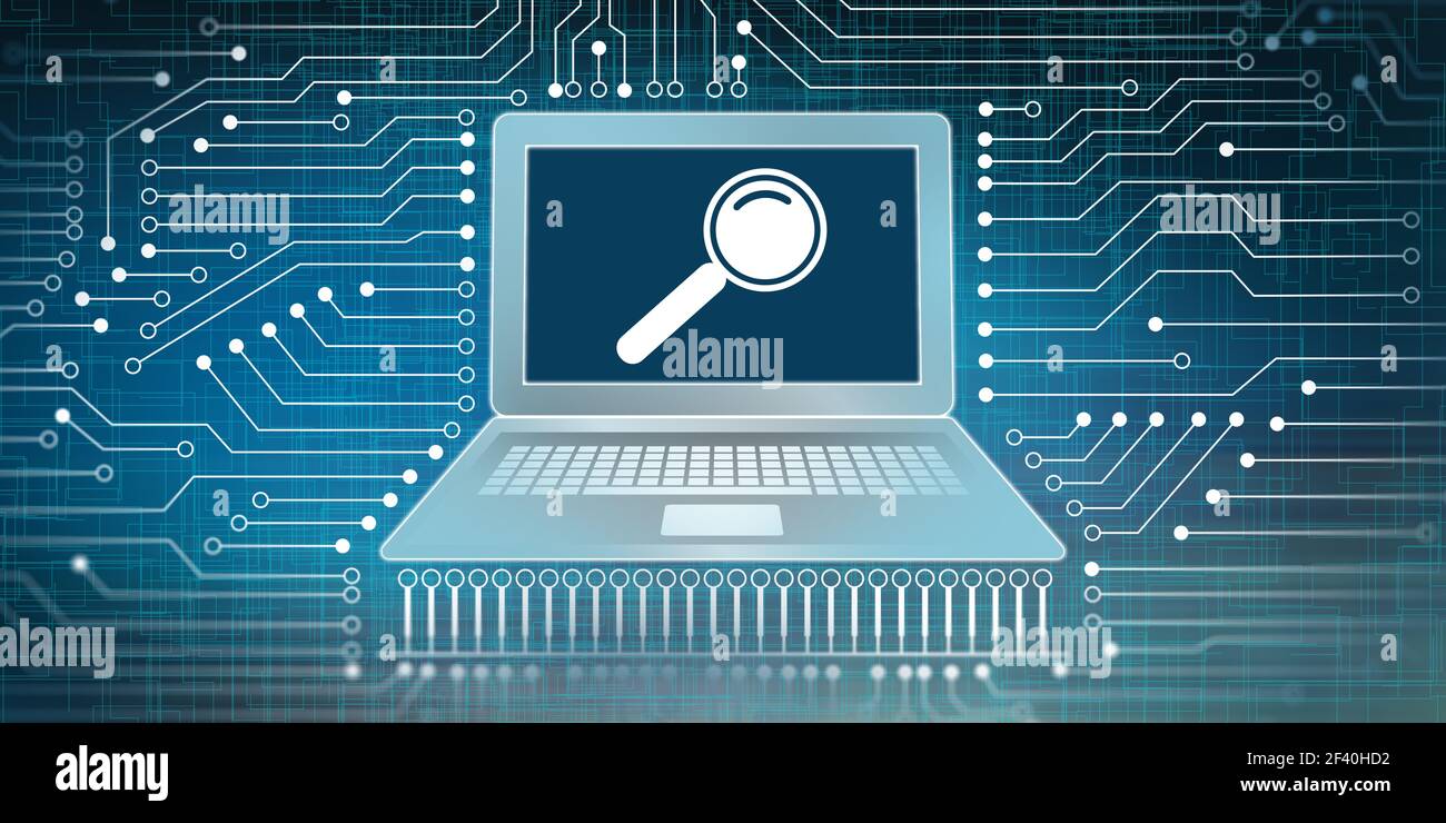 Search and network connection concept on dark background Stock Photo
