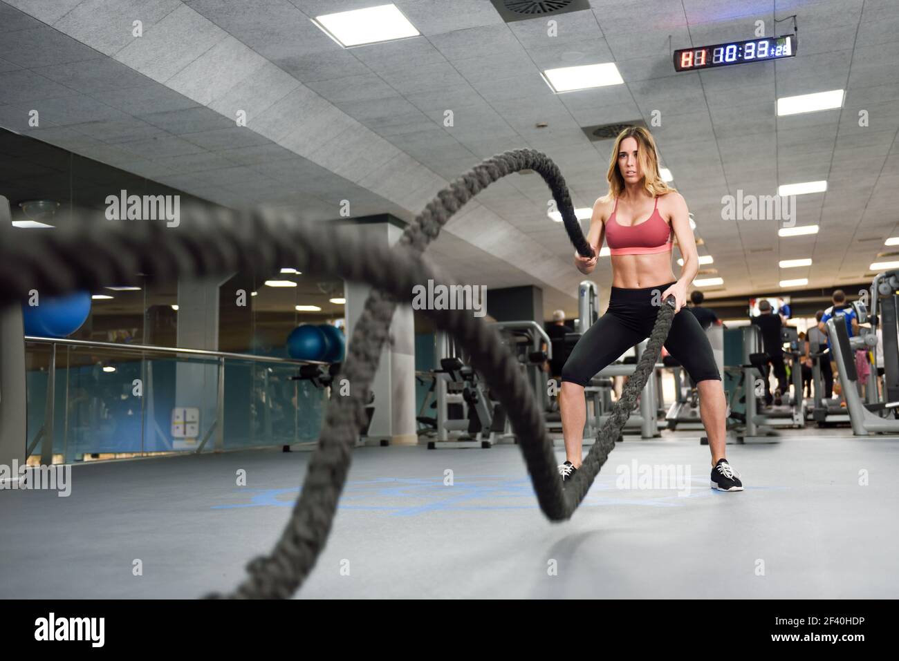 Gym, workout, fitness, fit young woman hi-res stock photography