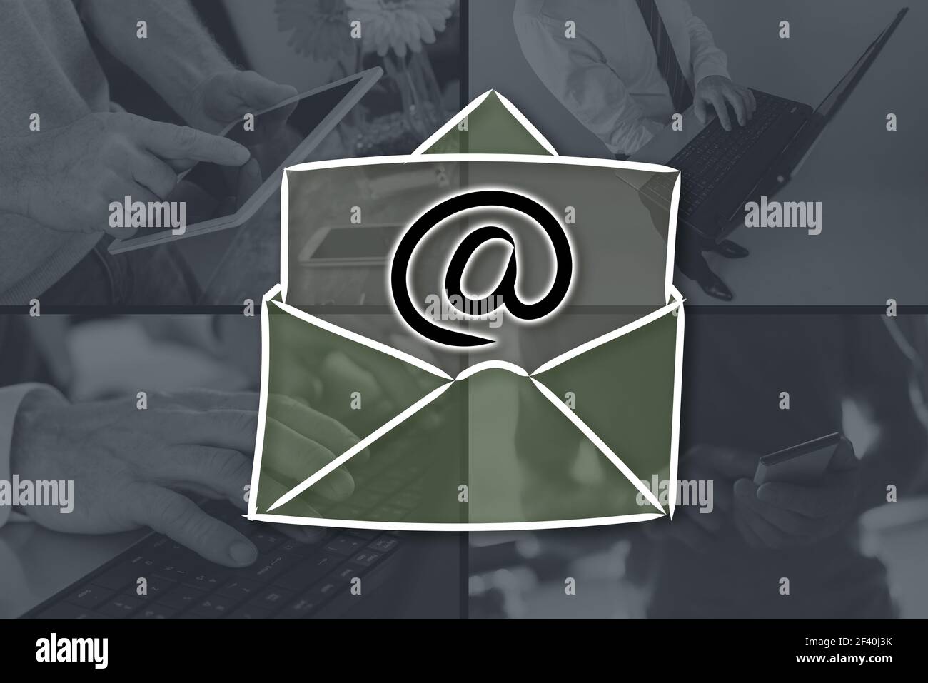 Email concept illustrated by pictures on background Stock Photo - Alamy