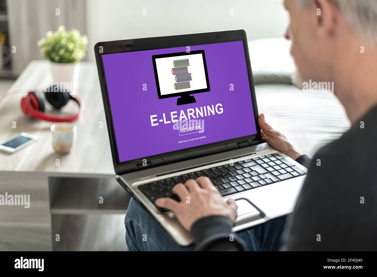 Laptop Displaying Elearning Laptop screen displaying an e-learning concept Stock Photo - Alamy