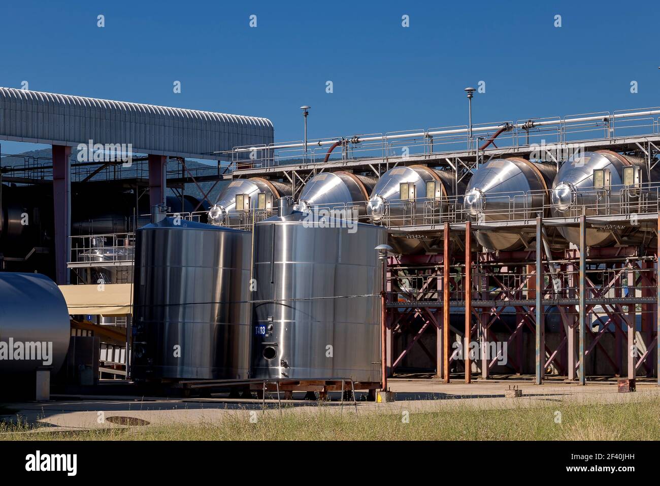 Winery With Stainless Steel Tanks Stock Photo