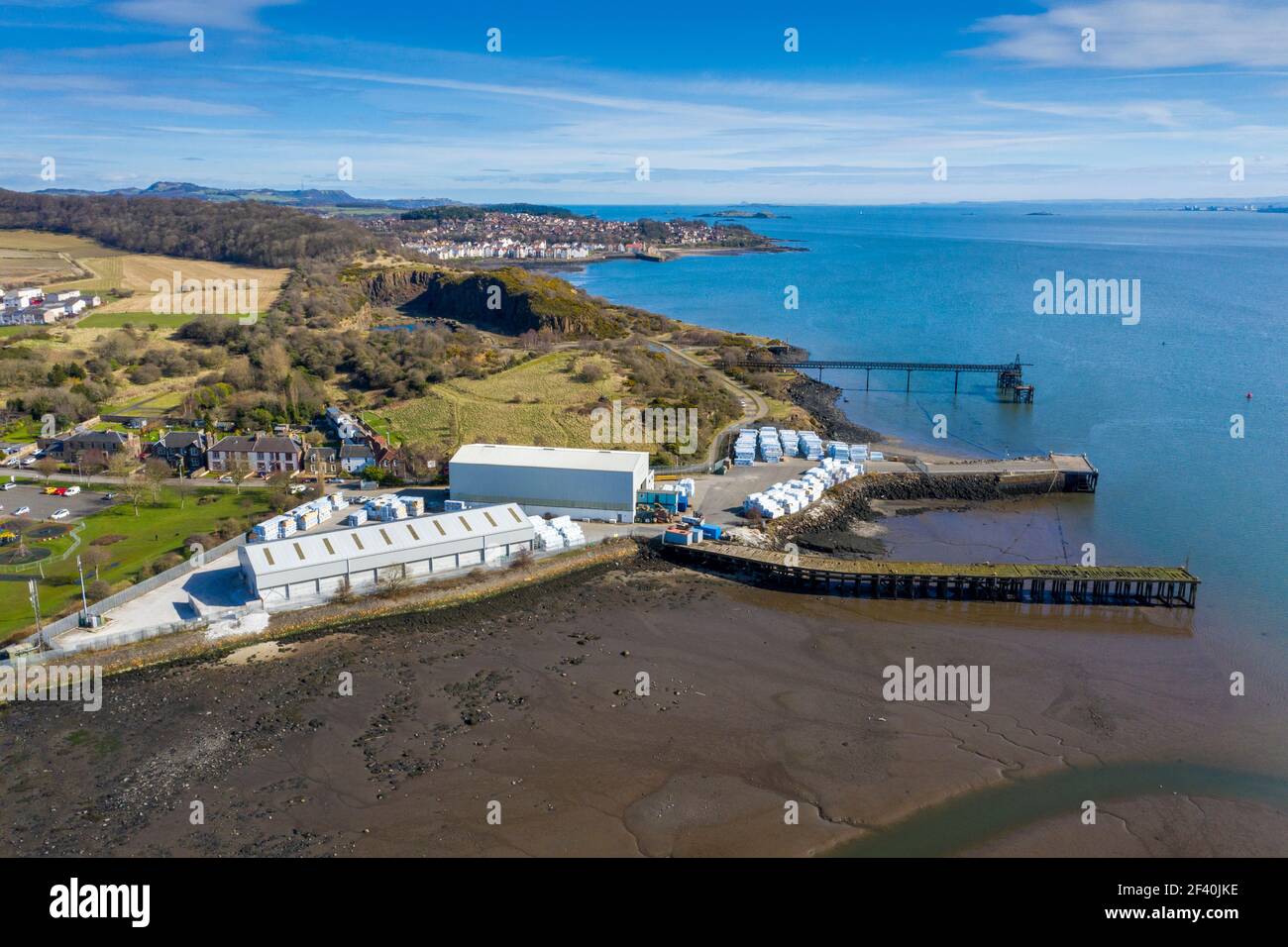 Aerial view of Inverkeithing harbour, Inverkeithing, Fife, Scotland. Stock Photo