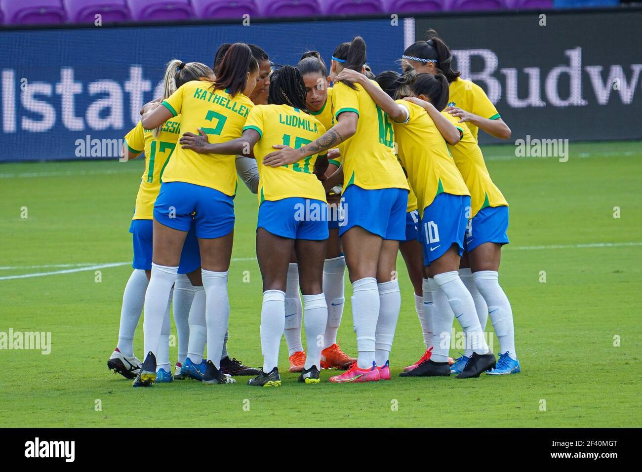 Orlando, Florida, USA, February 21, 2021, Brazil's Women National Team  hundles during the SheBelieves Cup at Exploria Stadium (Photo Credit: Marty  Jean-Louis Stock Photo - Alamy