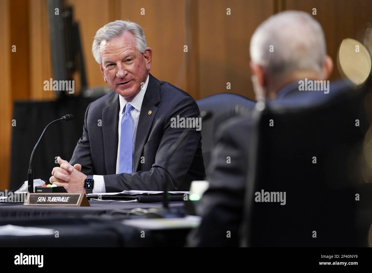 Washington, United States. 18th Mar, 2021. Sen. Tommy Tuberville, R-Ala., speaks during a Senate Health, Education, Labor and Pensions Committee hearing on the federal coronavirus response on Capitol Hill in Washington March 18th, 2021. Pool Photo by Susan Walsh/UPI Credit: UPI/Alamy Live News Stock Photo
