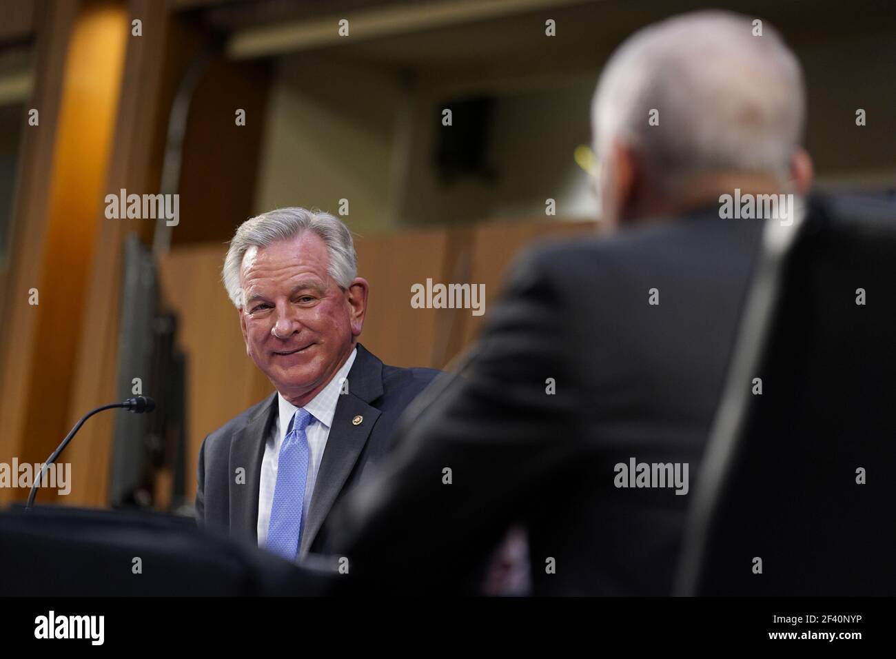 Washington, United States. 18th Mar, 2021. Sen. Tommy Tuberville, R-Ala., speaks during a Senate Health, Education, Labor and Pensions Committee hearing on the federal coronavirus response on Capitol Hill in Washington March 18th, 2021. Pool Photo by Susan Walsh/UPI Credit: UPI/Alamy Live News Stock Photo