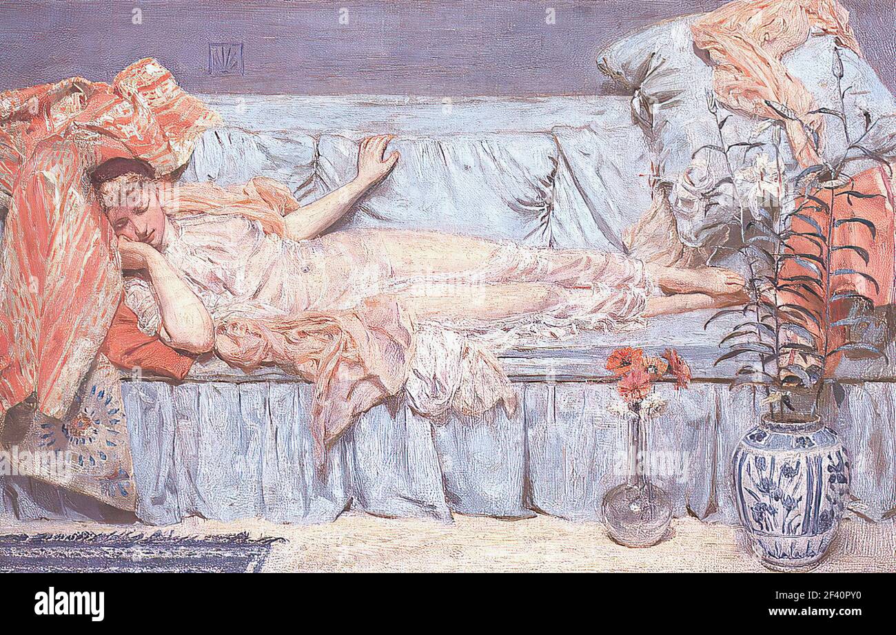 Albert Joseph Moore - Reclining Model C 1873 Stock Photo