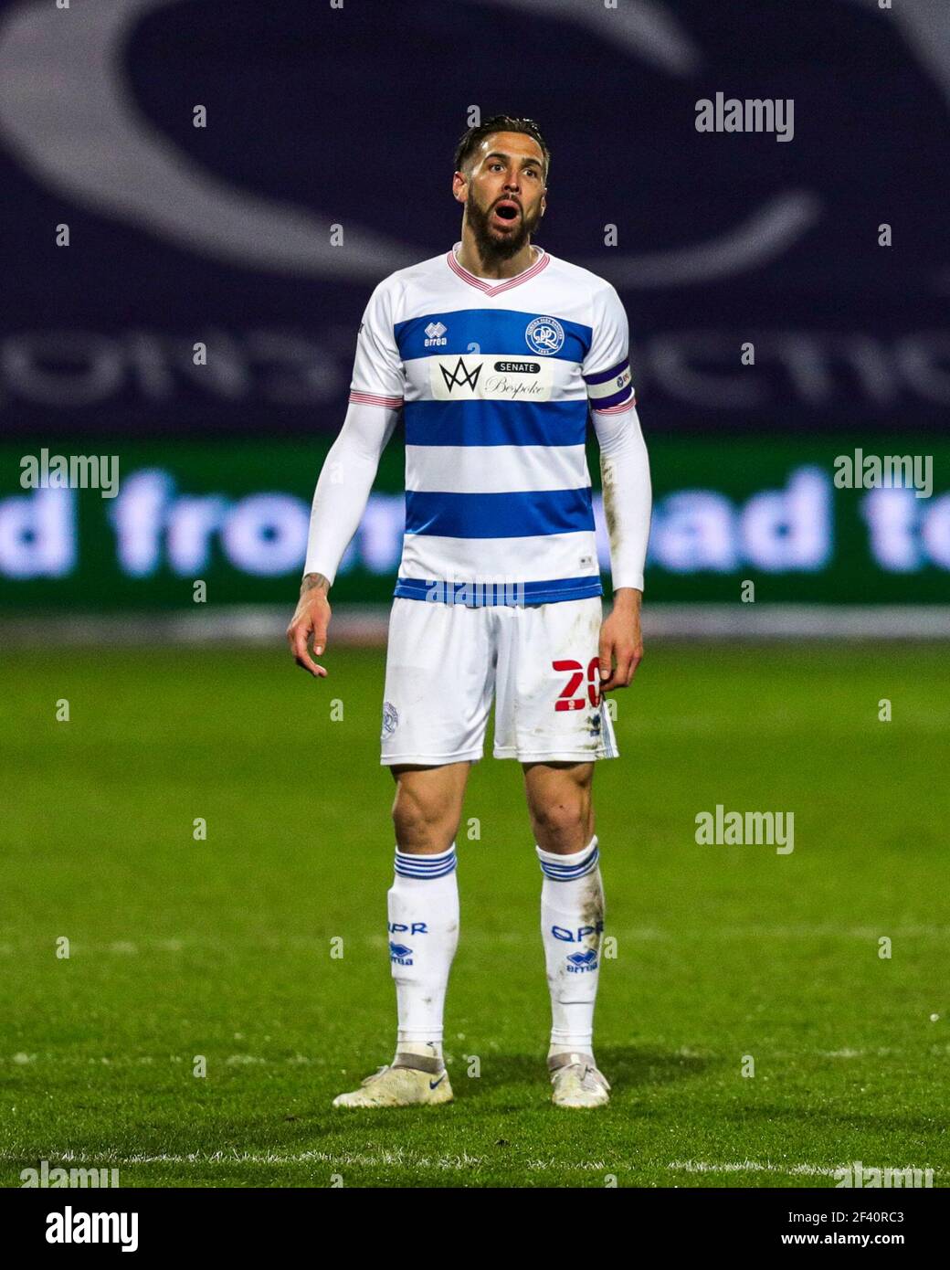 LONDON, UK. MARCH 17TH: QPRs Geoff Cameron during the Sky Bet Championship match between Queens Park Rangers and Millwall at Kiyan Prince Community Stadium, London on Wednesday 17th March 2021. (Credit: Ian Randall | MI News) Credit: MI News & Sport /Alamy Live News Stock Photo