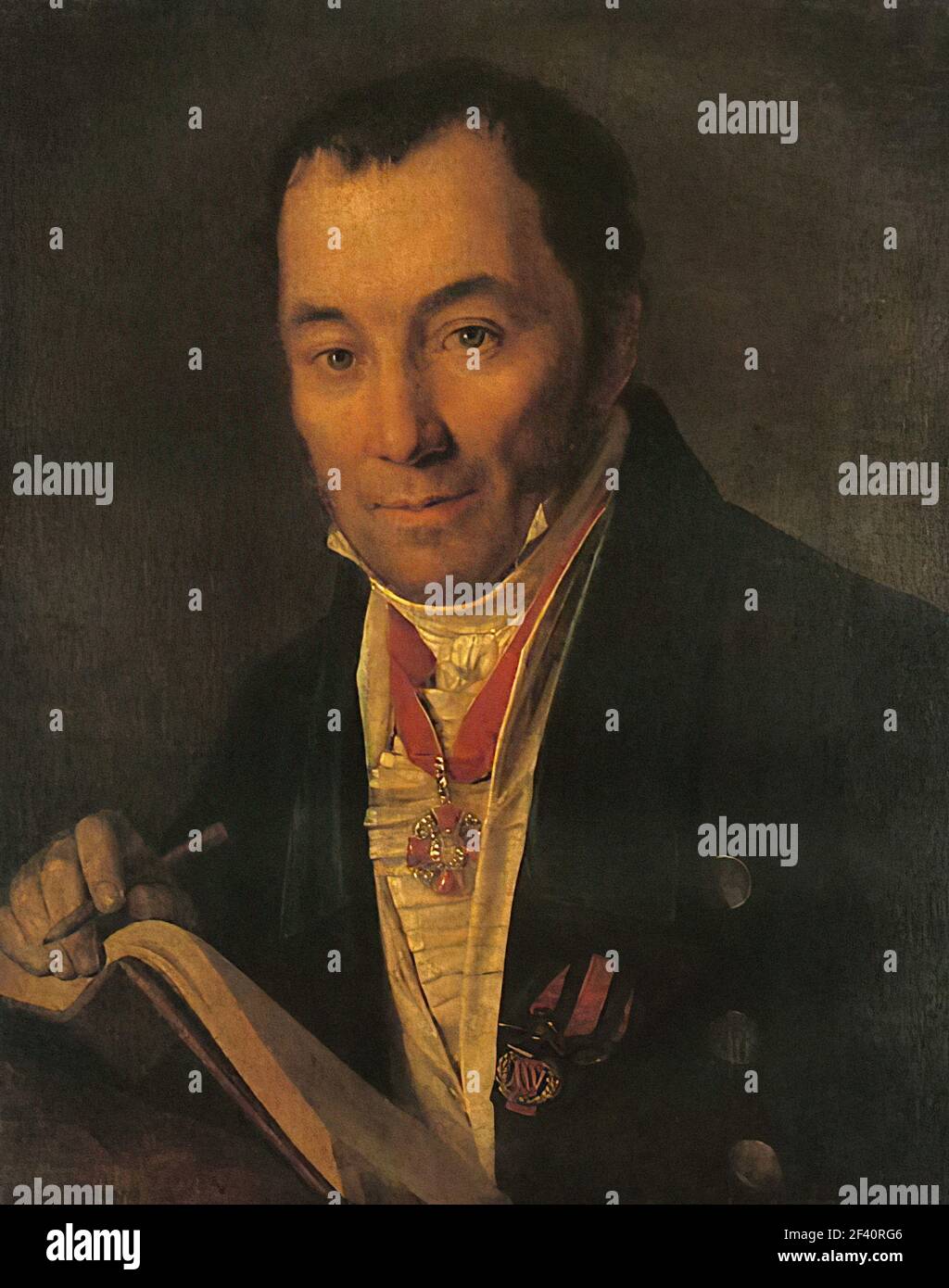 Alexeï Venetsianov - Portrait P V Havskoy 1827 Stock Photo
