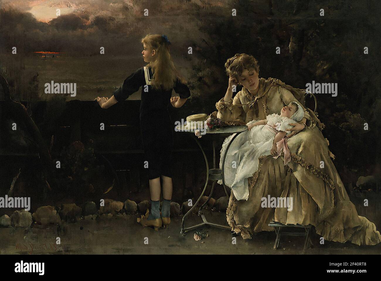 Alfred Stevens - Mother Children 1887 Stock Photo