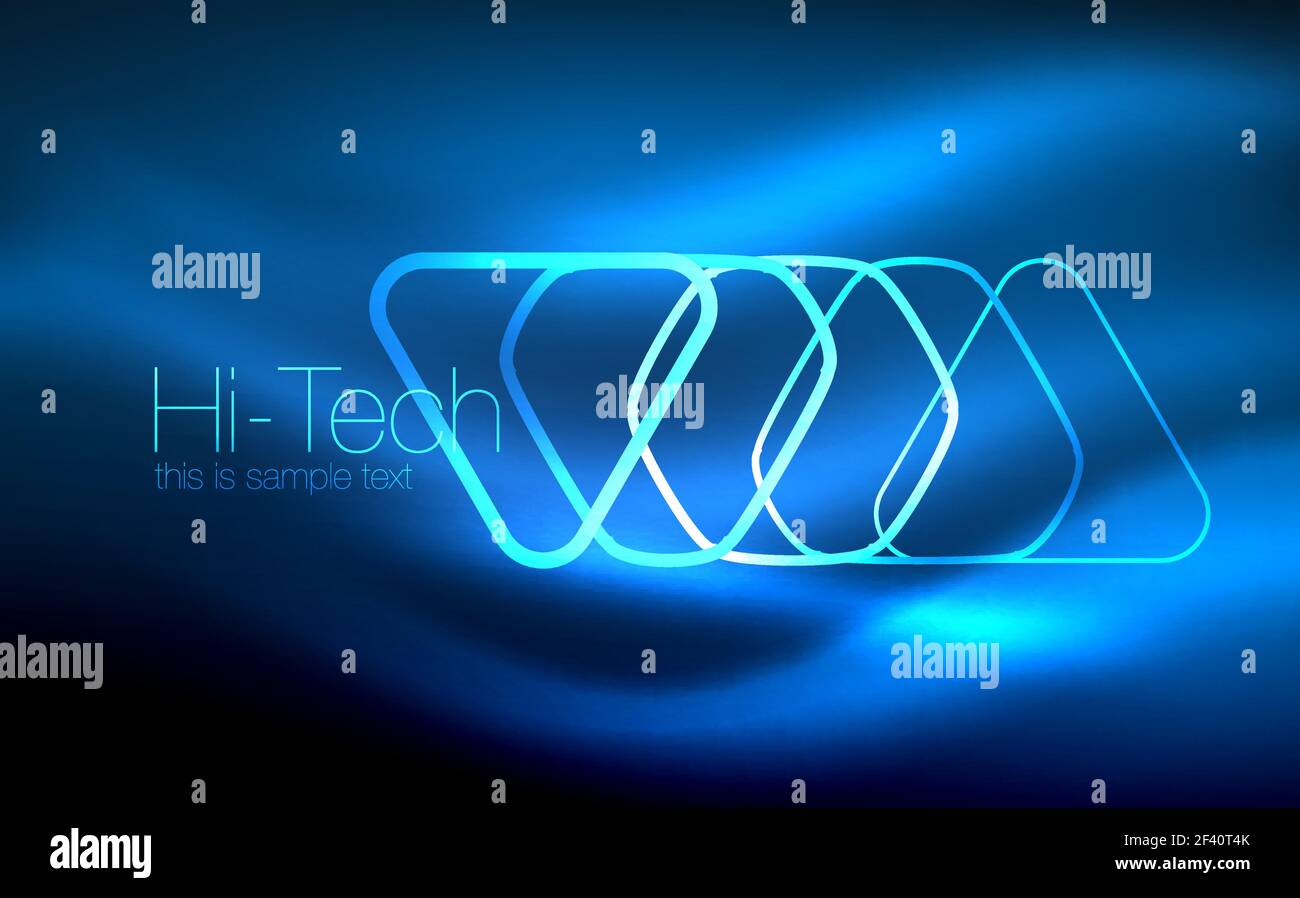 Glowing vector triangle geometric shapes in dark space. Glowing vector triangle geometric shape in dark spaces. Vector abstract background Stock Vector