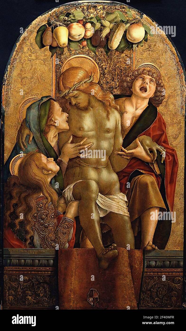 Carlo Crivelli - Lamentation over Dead Christ 1485 Stock Photo