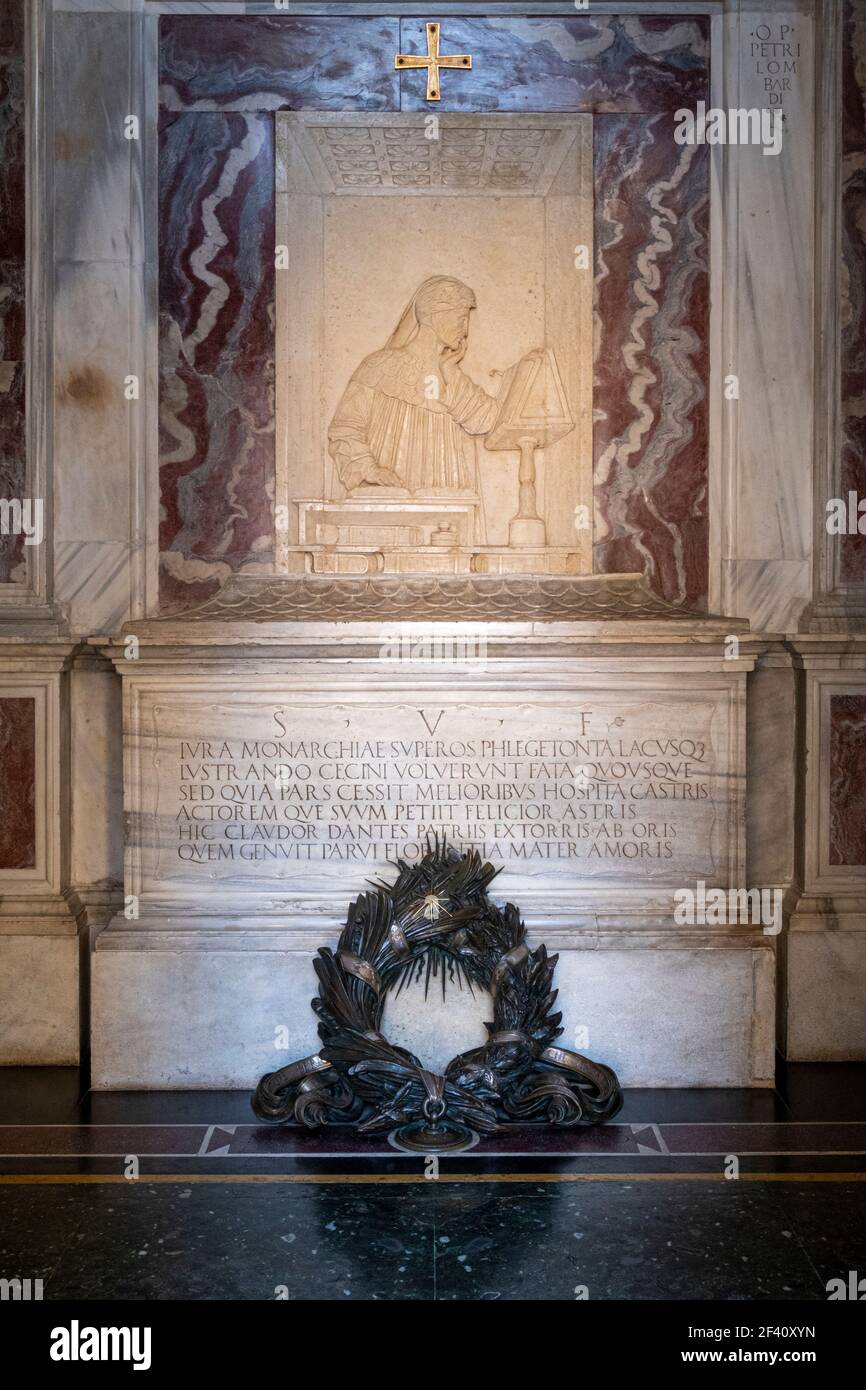Dante poet sepulcher. The monumental tomb of the most famous italian poet Dante Alighieri. Ravenna, Emilia Romagna, Italy. Stock Photo