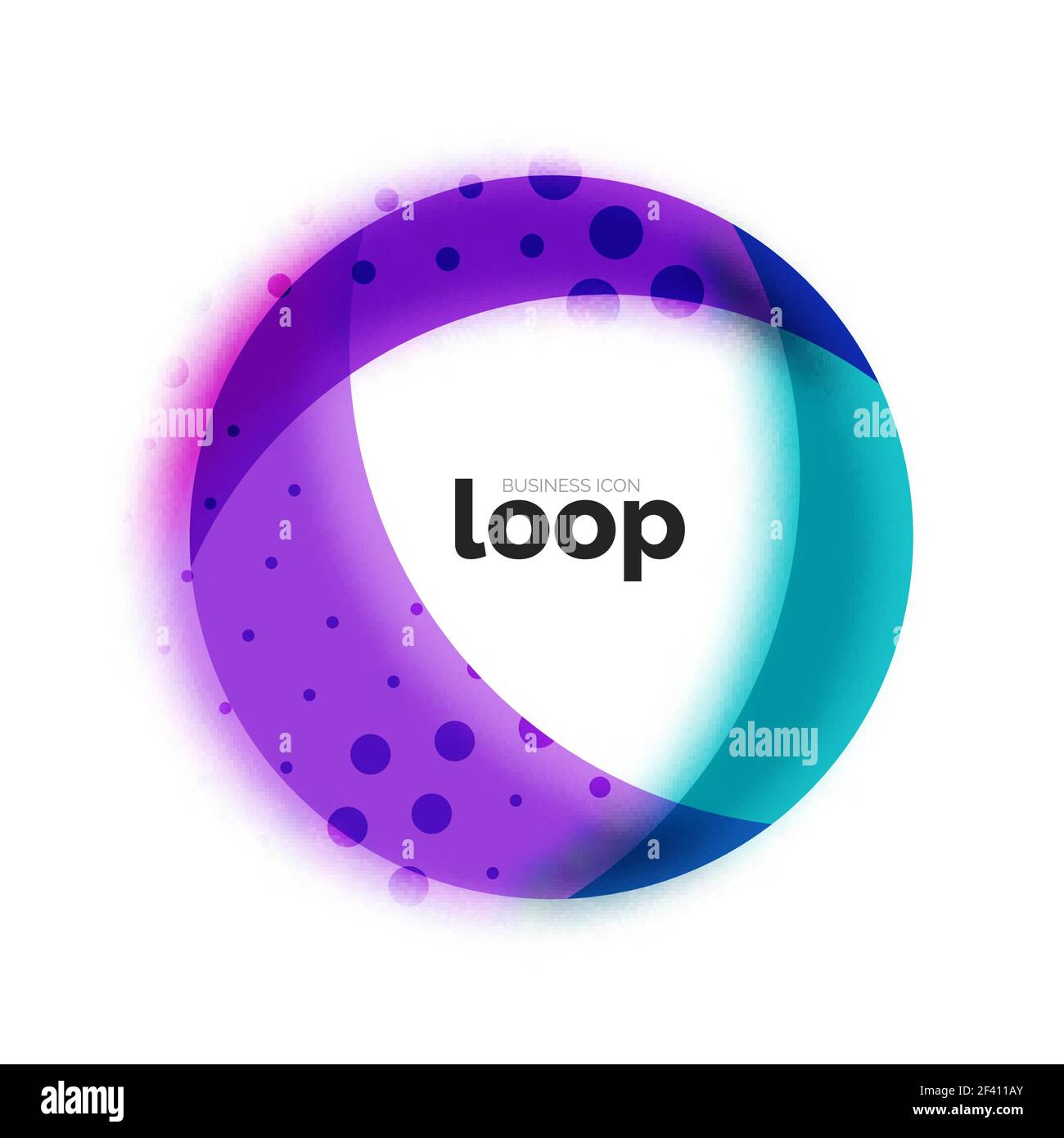 Loop circle business icon, created with glass transparent color shapes ...