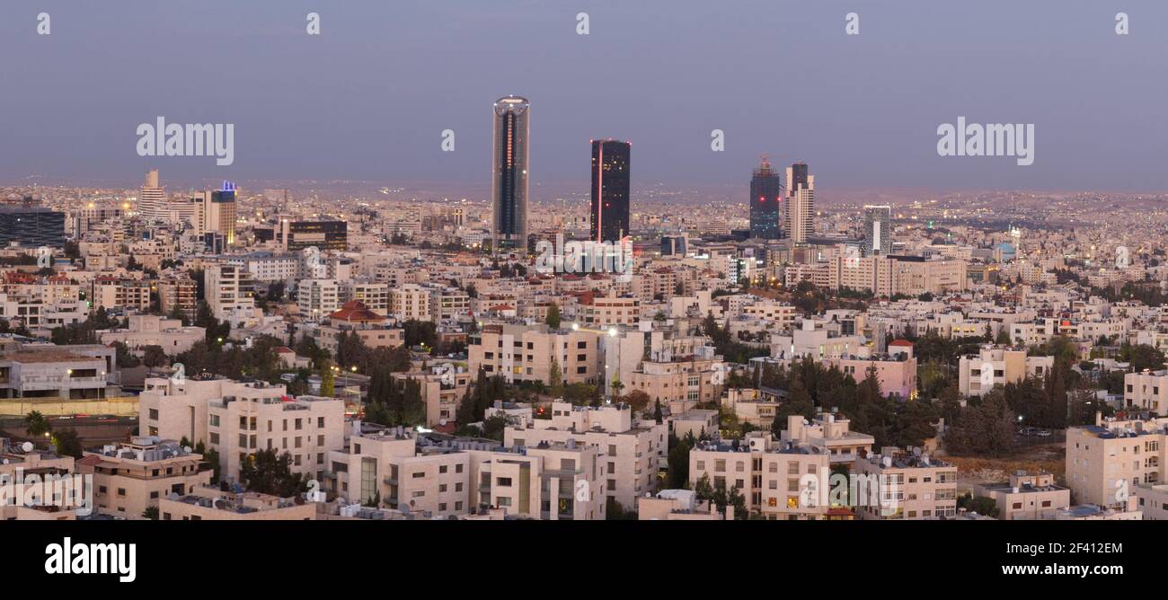 Panoramic shot of the new downtown of Amman city the capital of Jordan Stock Photo