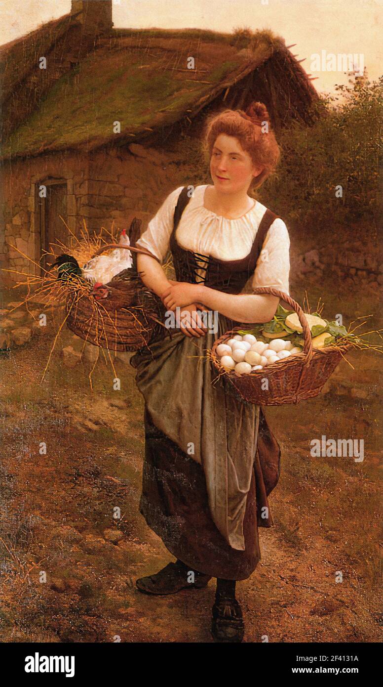 Gustave Boulanger - Farm Girl Stock Photo - Alamy