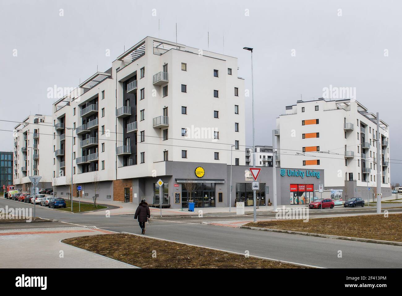 Pilsen, Czech Republic. 18th Mar, 2021. Apartment buildings of the